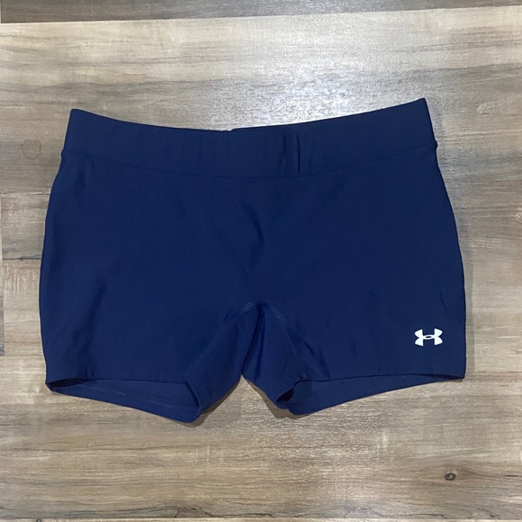 Under Armour Pants - Under Armour Navy Women's Compression Bike Shorts with Logo